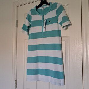 Lacoste Iconic Blue Striped Cotton Mini Dress Sporty Tennis Half Sleeve Sz EU 36
